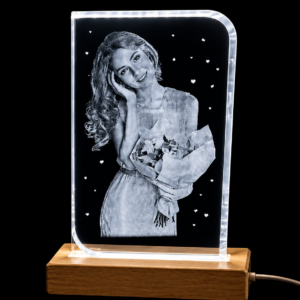 Premium Crystal Clear Engraving (Medium Rounded Rectangle Stand)